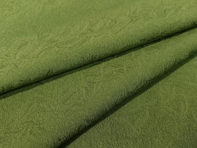 平和屋着物●上質な色無地　吉祥地紋　草色　正絹　逸品　CABC9757vp