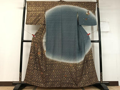 平和屋着物●訪問着　駒刺繍　更紗舞桜　暈し染め　金銀彩　正絹　逸品　CABC9758vp