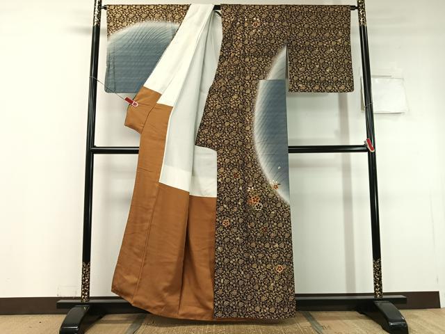平和屋着物●訪問着　駒刺繍　更紗舞桜　暈し染め　金銀彩　正絹　逸品　CABC9758vp