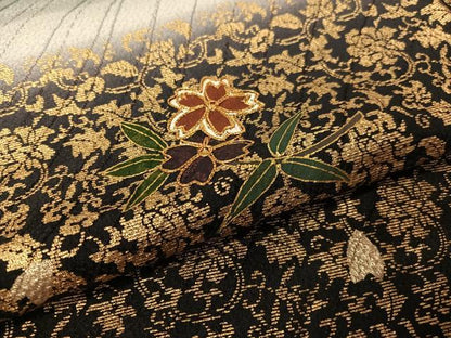 平和屋着物●訪問着　駒刺繍　更紗舞桜　暈し染め　金銀彩　正絹　逸品　CABC9758vp