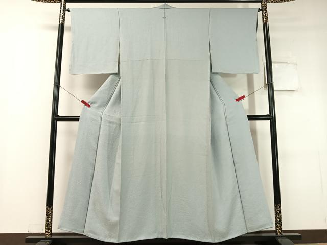 平和屋着物●上質な色無地　吉祥花地紋　秘色色　正絹　逸品　CABC9760vp