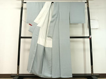 平和屋着物●上質な色無地　吉祥花地紋　秘色色　正絹　逸品　CABC9760vp
