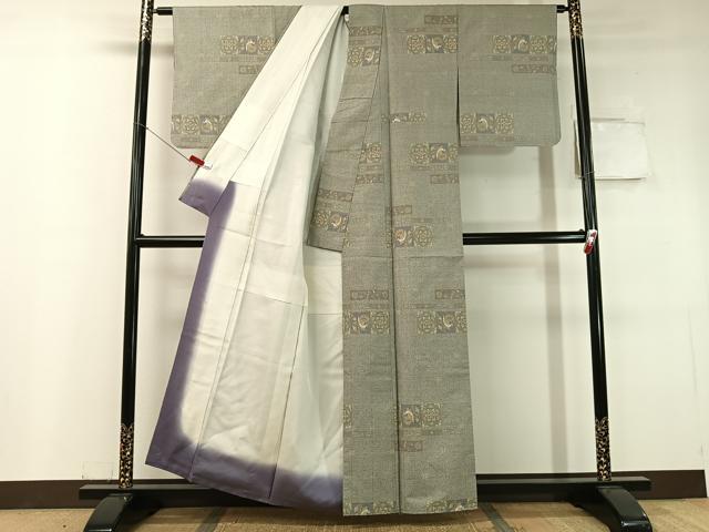 平和屋着物●本場大島紬　白大島　9マルキ　鳳凰更紗横段文　金通し地　正絹　逸品　未使用　CABC9768vp