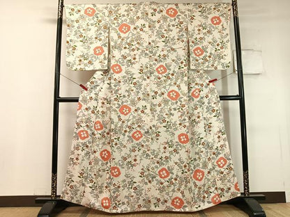 平和屋着物●上質な小紋　絞り　枝花文　正絹　逸品　CABC9772vp