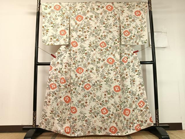 平和屋着物●上質な小紋　絞り　枝花文　正絹　逸品　CABC9772vp