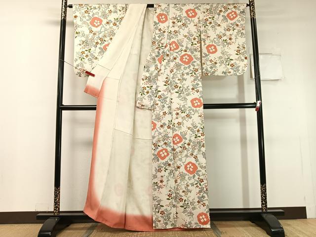 平和屋着物●上質な小紋　絞り　枝花文　正絹　逸品　CABC9772vp