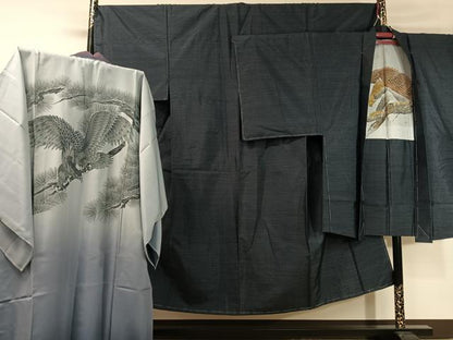 平和屋着物●男性　本場大島紬　アンサンブル　長襦袢セット　80亀甲　総詰め　正絹　逸品　未使用　CABC9773vp