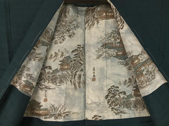 平和屋着物●男性　紬　アンサンブル　網代織　正絹　逸品　未使用　CABC9776vp