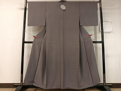 平和屋着物●上質な色無地　紫鼠色　正絹　逸品　未使用　CABC9778vp