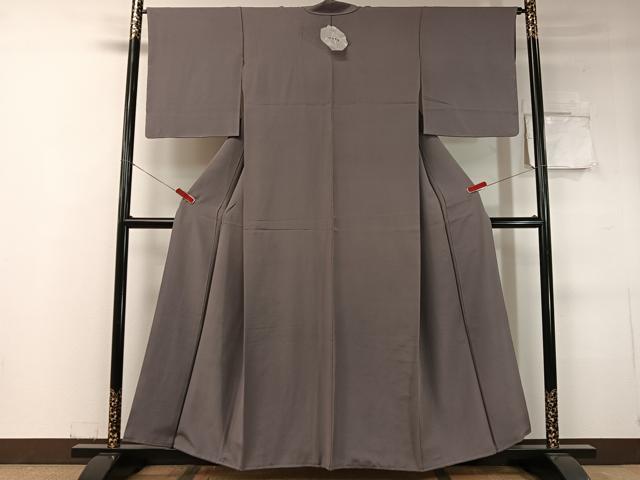 平和屋着物●上質な色無地　紫鼠色　正絹　逸品　未使用　CABC9778vp