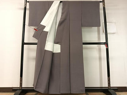 平和屋着物●上質な色無地　紫鼠色　正絹　逸品　未使用　CABC9778vp
