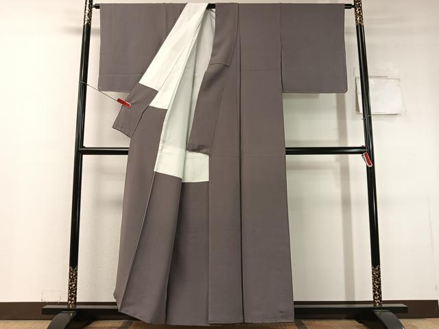 平和屋着物●上質な色無地　紫鼠色　正絹　逸品　未使用　CABC9778vp