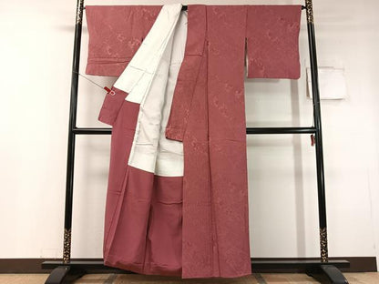 平和屋着物●上質な色無地　辻が花地紋　長春色　正絹　逸品　CABC9780vp
