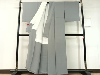 平和屋着物●上質な色無地 灰青色 正絹 逸品 CABC9781vp