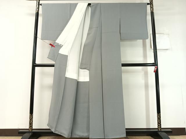 平和屋着物●上質な色無地 灰青色 正絹 逸品 CABC9781vp