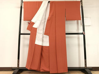 平和屋着物●上質な色無地　作家物　樺色　正絹　逸品　CABC9785vp