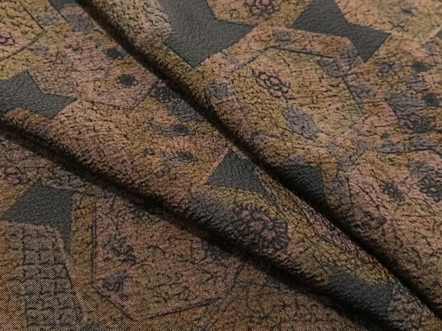 平和屋着物●上質な小紋　花絵皿文　鬼しぼ縮緬　正絹　逸品　CABC9787vp