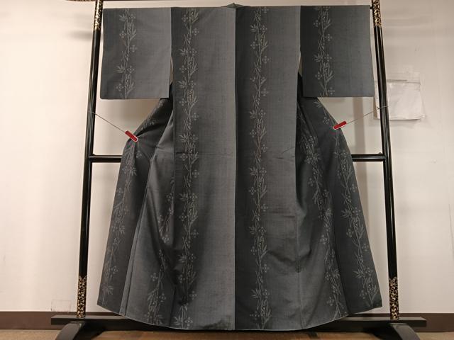 平和屋着物●結城紬　奥順　はたおり娘　100亀甲　飛び亀甲柄　枝花文　やまと誂製　正絹　逸品　CABC9789vp