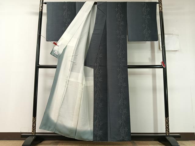 平和屋着物●結城紬　奥順　はたおり娘　100亀甲　飛び亀甲柄　枝花文　やまと誂製　正絹　逸品　CABC9789vp