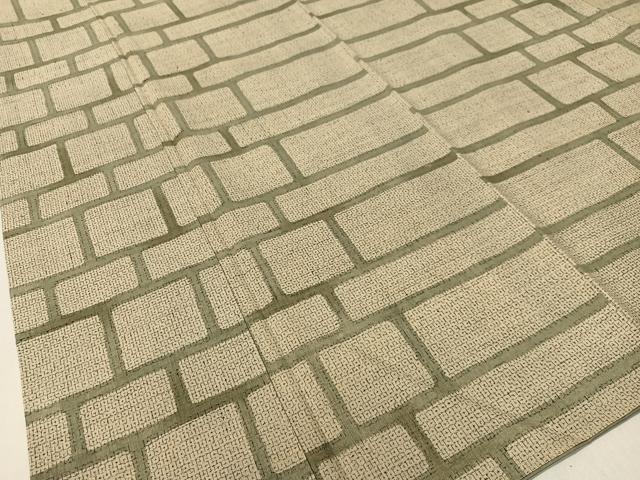 平和屋着物●本場結城紬　重要無形文化財　80亀甲　横段文　正絹　逸品　CABC9791vp