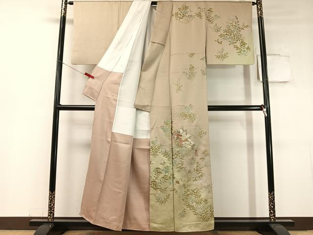 平和屋着物●訪問着　刺繍　松皮菱藤花松文　暈し染め　金銀彩　正絹　逸品　CABC9793vp