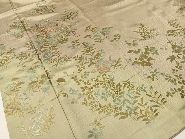 平和屋着物●訪問着　刺繍　松皮菱藤花松文　暈し染め　金銀彩　正絹　逸品　CABC9793vp