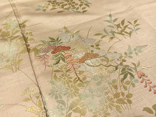 平和屋着物●訪問着　刺繍　松皮菱藤花松文　暈し染め　金銀彩　正絹　逸品　CABC9793vp