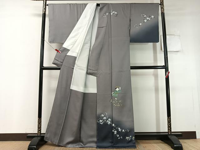 平和屋着物●訪問着　手描き　童子遊び　暈し染め　金銀彩　正絹　逸品　未使用　CABC9794vp