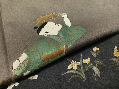 平和屋着物●訪問着　手描き　童子遊び　暈し染め　金銀彩　正絹　逸品　未使用　CABC9794vp