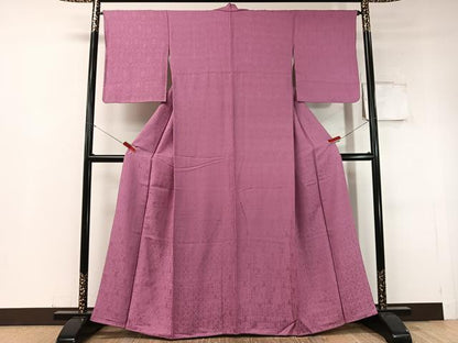 平和屋着物●上質な色無地　吉祥花地紋　菖蒲色　正絹　逸品　CABC9801vp