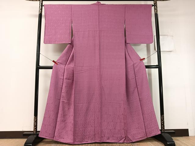 平和屋着物●上質な色無地　吉祥花地紋　菖蒲色　正絹　逸品　CABC9801vp