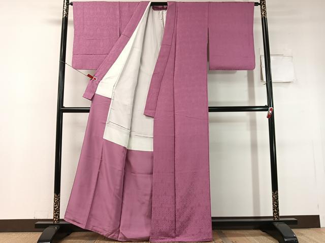平和屋着物●上質な色無地　吉祥花地紋　菖蒲色　正絹　逸品　CABC9801vp