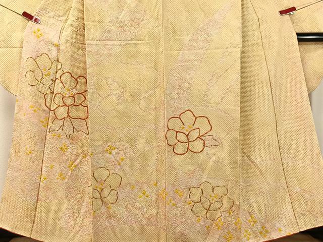 平和屋着物●豪華振袖　総絞り　駒刺繍　草花文　正絹　逸品　CABC9802vp