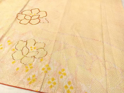 平和屋着物●豪華振袖　総絞り　駒刺繍　草花文　正絹　逸品　CABC9802vp