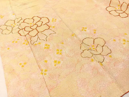 平和屋着物●豪華振袖　総絞り　駒刺繍　草花文　正絹　逸品　CABC9802vp