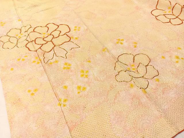 平和屋着物●豪華振袖　総絞り　駒刺繍　草花文　正絹　逸品　CABC9802vp