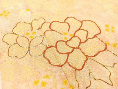 平和屋着物●豪華振袖　総絞り　駒刺繍　草花文　正絹　逸品　CABC9802vp