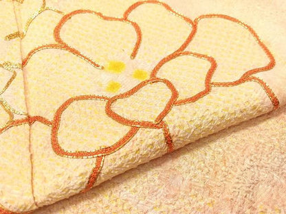 平和屋着物●豪華振袖　総絞り　駒刺繍　草花文　正絹　逸品　CABC9802vp