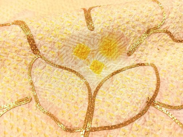 平和屋着物●豪華振袖　総絞り　駒刺繍　草花文　正絹　逸品　CABC9802vp