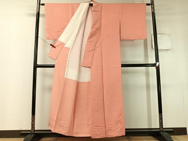 平和屋着物●上質な色無地　舞花地紋　東雲色　正絹　逸品　CABC9803vp