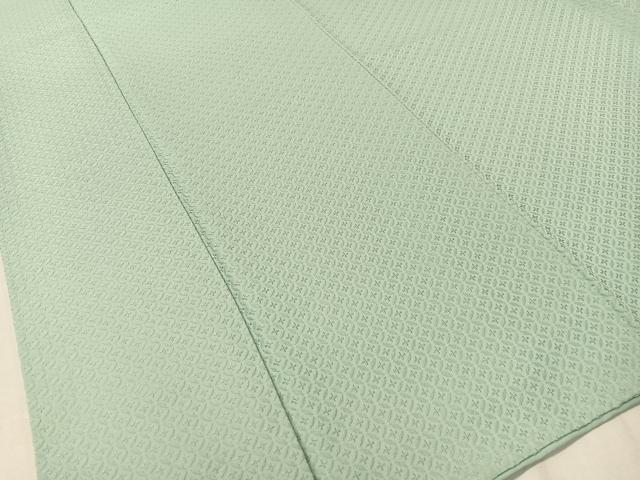 平和屋着物●上質な色無地 七宝花地紋 錆青磁色 正絹 逸品 未使用 CABC9804vp