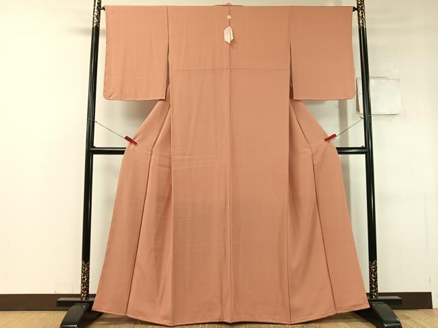 平和屋着物●上質な色無地 土器色 正絹 逸品 未使用 CABC9805vp