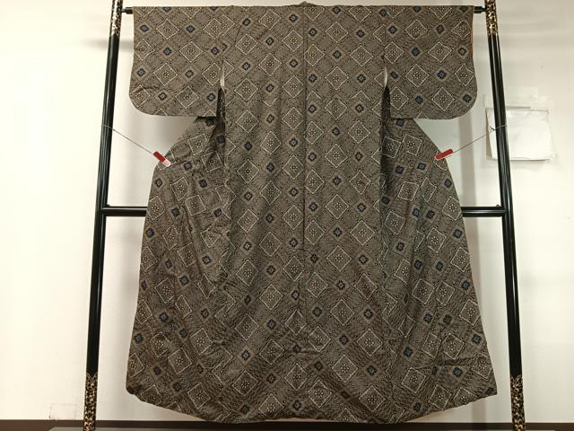 平和屋着物●本場大島紬　龍郷絣　花菱文　正絹　逸品　CABC9810vp