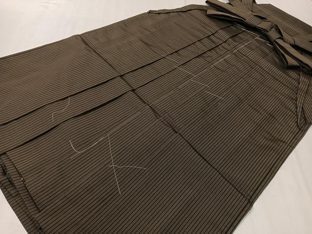 平和屋着物●男性　馬乗り袴　縞　正絹　逸品　未使用　CABC9812vp