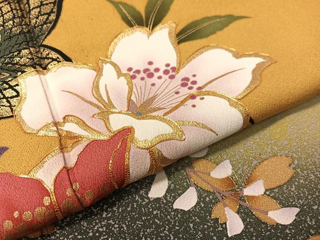 平和屋着物●訪問着　駒刺繍　藤花蝶文　暈し染め　金彩　正絹　逸品　CABC9816vp
