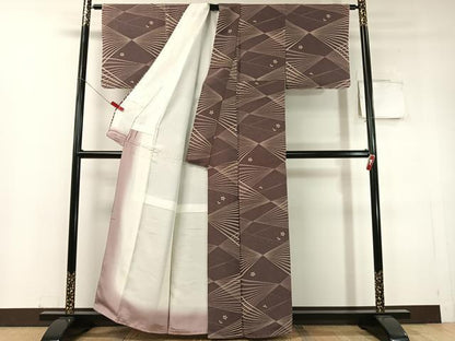 平和屋着物●優彩小紋　堅牢染　夢浪漫　鬼しぼ縮緬　反端付き　正絹　逸品　未使用　CABC9817vp