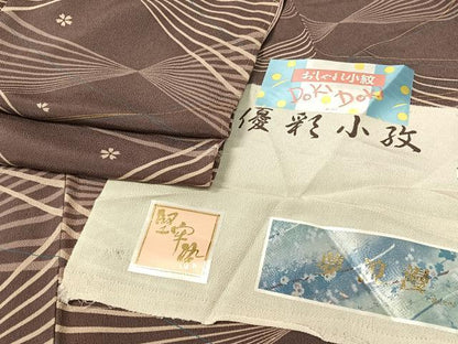 平和屋着物●優彩小紋　堅牢染　夢浪漫　鬼しぼ縮緬　反端付き　正絹　逸品　未使用　CABC9817vp