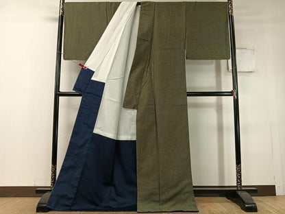 平和屋着物●結城紬 おく玉謹製 霞文 証紙付き ロング丈 正絹 逸品 未使用 CABC9818vp