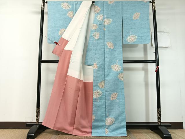 平和屋着物●小千谷紬　番傘　大丸扱い　正絹　逸品　CABC9819vp