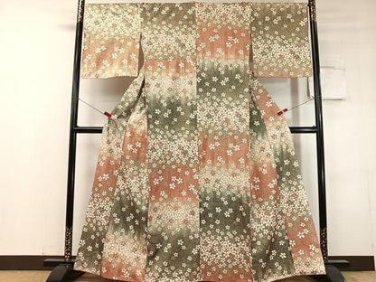 平和屋着物●上質な小紋　舞桜　暈し染め　金彩　正絹　逸品　CABC9821vp